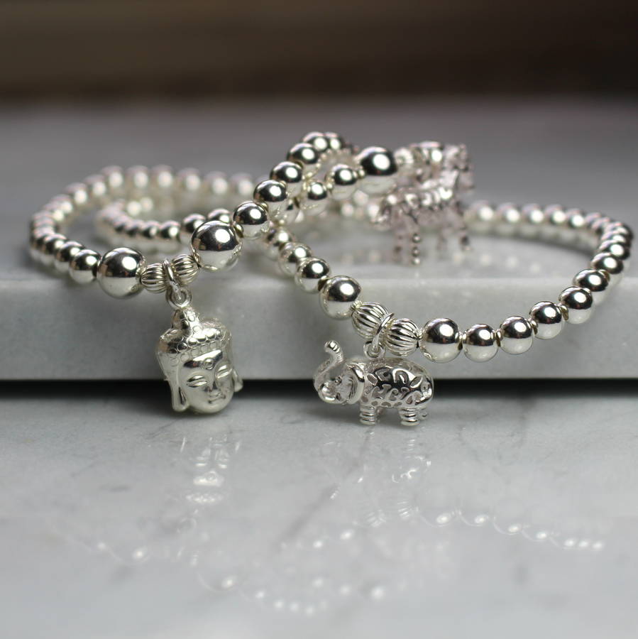 Silver Talisman Stack Bracelets By Elizabeth Caroline ...