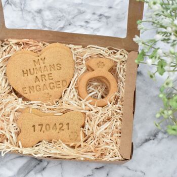 'My Humans Are Engaged' Dog Biscuits Engagement Gift, 3 of 7