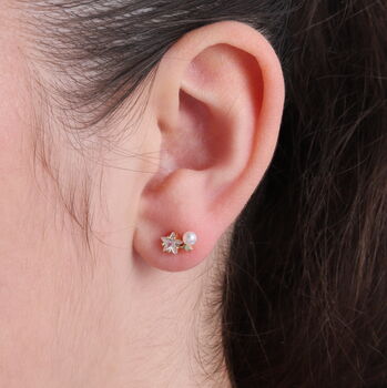 Friendship Star Pearl Sterling Silver Earrings, 6 of 7
