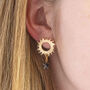 Sun Earrings With Black Enamel Star Drop, thumbnail 1 of 10