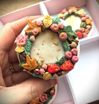 Personalised Autumn Wreath Hand Iced Letterbox Biscuits, 5 of 5