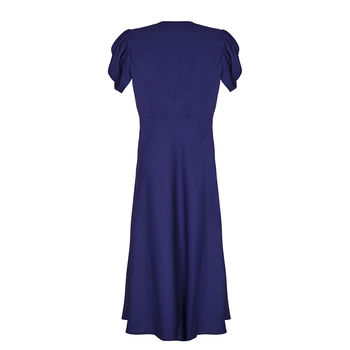 1930's Style Blue Crepe Midi Length Dress With Sash, 3 of 3