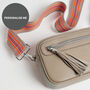 Florence Crossbody Bag In Beige With Orange Aztec Strap, thumbnail 2 of 3