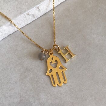 Gold Vermeil Hamsa Hand Personalised Necklace, 2 of 5
