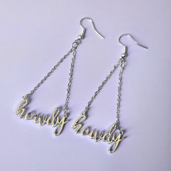 Howdy Script Earrings, 3 of 4