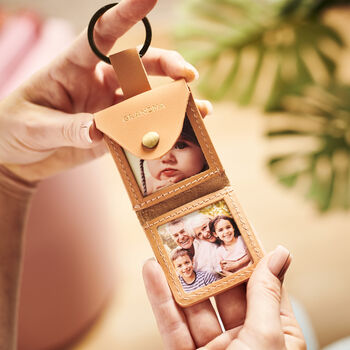 Personalised Leather Keyring With Two Photocards Of Your Choice, 6 of 8