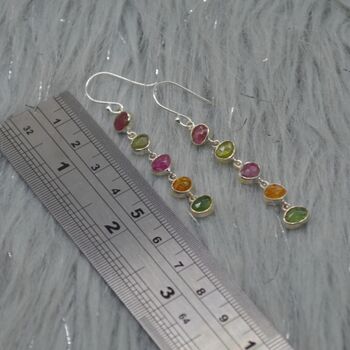 Mixed Tourmaline Sterling Silver Dangle Earrings, 3 of 12