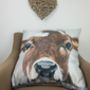 Baby Blue Moo, Faux Suede Cow Cushion, thumbnail 2 of 7