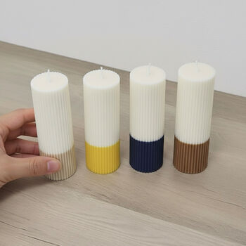 Ombre Pillar Candle Ribbed Two Tone Candle, 10 of 11
