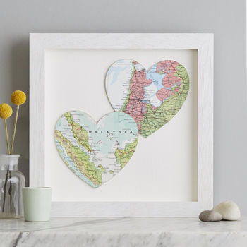 Two Map Hearts Wedding Anniversary Print, 8 of 12