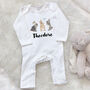 Personalised Watercolour Bunnies Babygrow, thumbnail 9 of 10