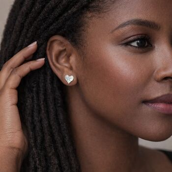 Silver Plated Hammered Heart Stud Earrings – 12mm, 3 of 7