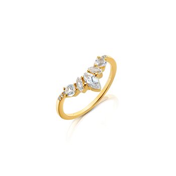 White Topaz Crown Stacking Ring Gold Vermeil Plated, 3 of 7
