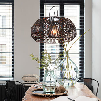Black Rattan Lampshade, 2 of 3