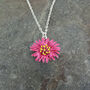 Aster Fuchsia Pink Flower Pendant Necklace, thumbnail 2 of 4