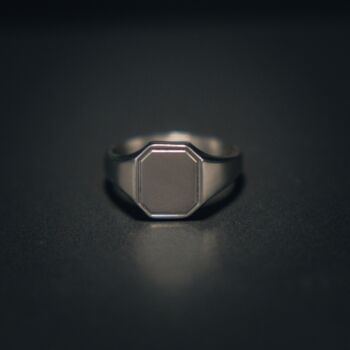 Silver Matte Signet Horizon Ring For Men Mens Pinky Rings, 6 of 12