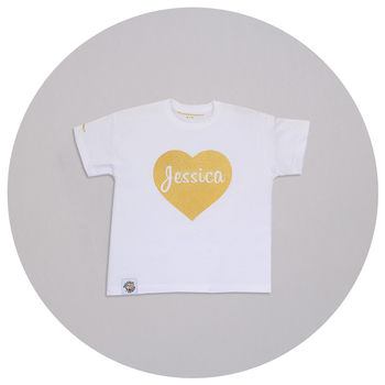 Personalised Glitter Heart T Shirt, 2 of 5
