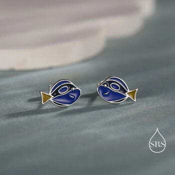 Sterling Silver Blue Tang Fish Stud Earring, 3 of 12