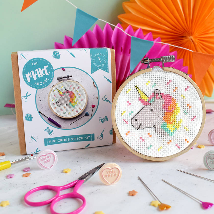 unicorn mini cross stitch craft kit by the make arcade ...