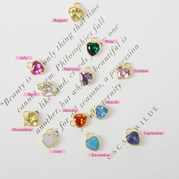 Birthstone Heart Charm Leather Travel Jewellery Box, 3 of 11