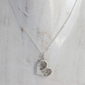 Silver Double Fingerprint Heart Pendant, 3 of 6