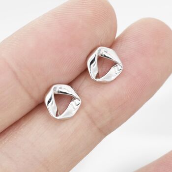 Sterling Silver Tiny Mobius Strip Stud Earrings, 6 of 12
