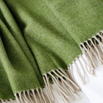 Extra Large Green Woven Lambswool Throw, 5 of 5