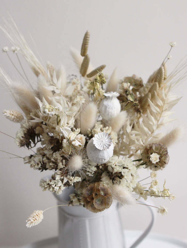 Dried Flower Bouquet Cream And White By Ottilies Flowers ...