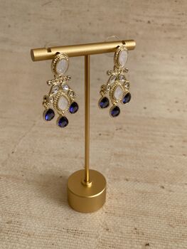 Blue Gold Plated Mother Of Pearl Earrings, 2 of 4