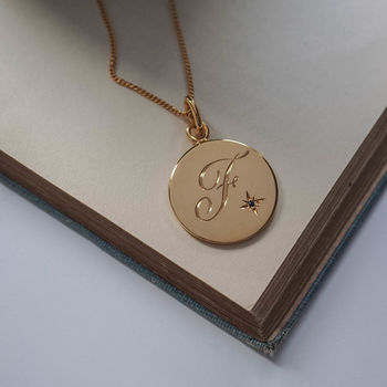 Birthstone Initial Necklace In Gold, 2 of 10
