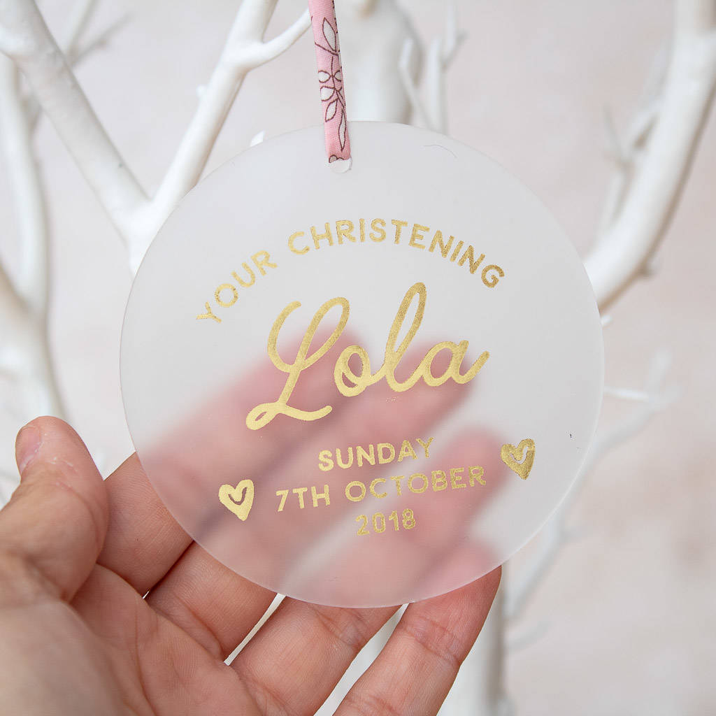 personalised christening keepsake decoration by nina thomas studio