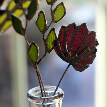 Red Clover Stained Glass Flower, 3 of 9