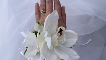 White Orchid Wrist Corsage, 7 of 11