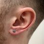 Silver Mens Compass Stud Earring, thumbnail 3 of 11