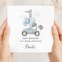 Race Car 1st Birthday Card, Blue Birthday Card For Son, Nephew,Grandson Any Relationship, thumbnail 1 of 6