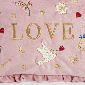 Pink Love Velvet Embroidered Pouch, 3 of 7