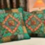 Handmade Indian Patchwork Cushion Cover Green, thumbnail 1 of 4