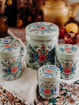 Hand Painted Tea Coffee Sugar Canister Set, 9 of 9