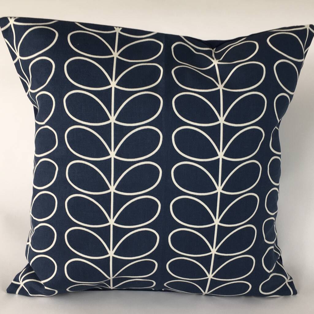 Orla Keily Blue Linear Stem Cushion Cover, 1 of 6