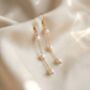 Three Pearl Drop Gold Plated Tarnish Free Earrings, thumbnail 2 of 3