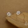 Koru Circle Spiral Internally Threaded Flat Back Earrings In Sterling Silver, thumbnail 5 of 11