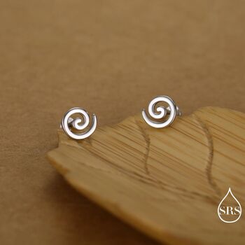 Koru Circle Spiral Internally Threaded Flat Back Earrings In Sterling Silver, 5 of 11