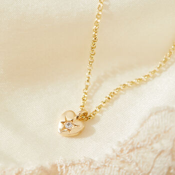 Fine Solid Gold Sapphire Heart Necklace, 2 of 7