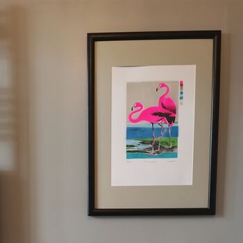 'The Flamingoes' Neon Stencil Screenprint, 2 of 9