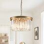 Five Light Gold Modern Drum Pendant Crystal Chandelier, thumbnail 1 of 4