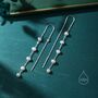 Sterling Silver Genuine Freshwater Pearl U Shape Threader Earrings, thumbnail 4 of 11