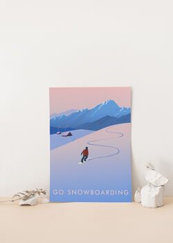 Go Snowboarding Travel Poster Art Print, 2 of 8