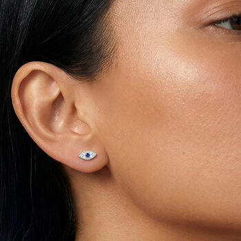 Gold Or Silver Women's Dainty Evil Eye Screw Back Stud Earrings, 3 of 5