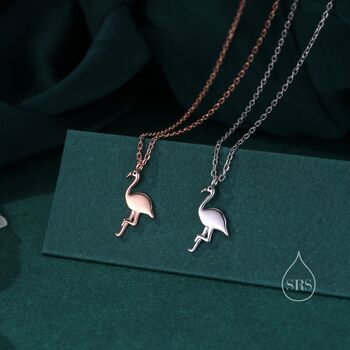 Sterling Silver Flamingo Pendant Necklace, 5 of 11