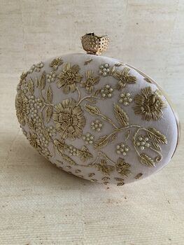 Light Pink Oval Handcrafted Clutch Bag, 5 of 10